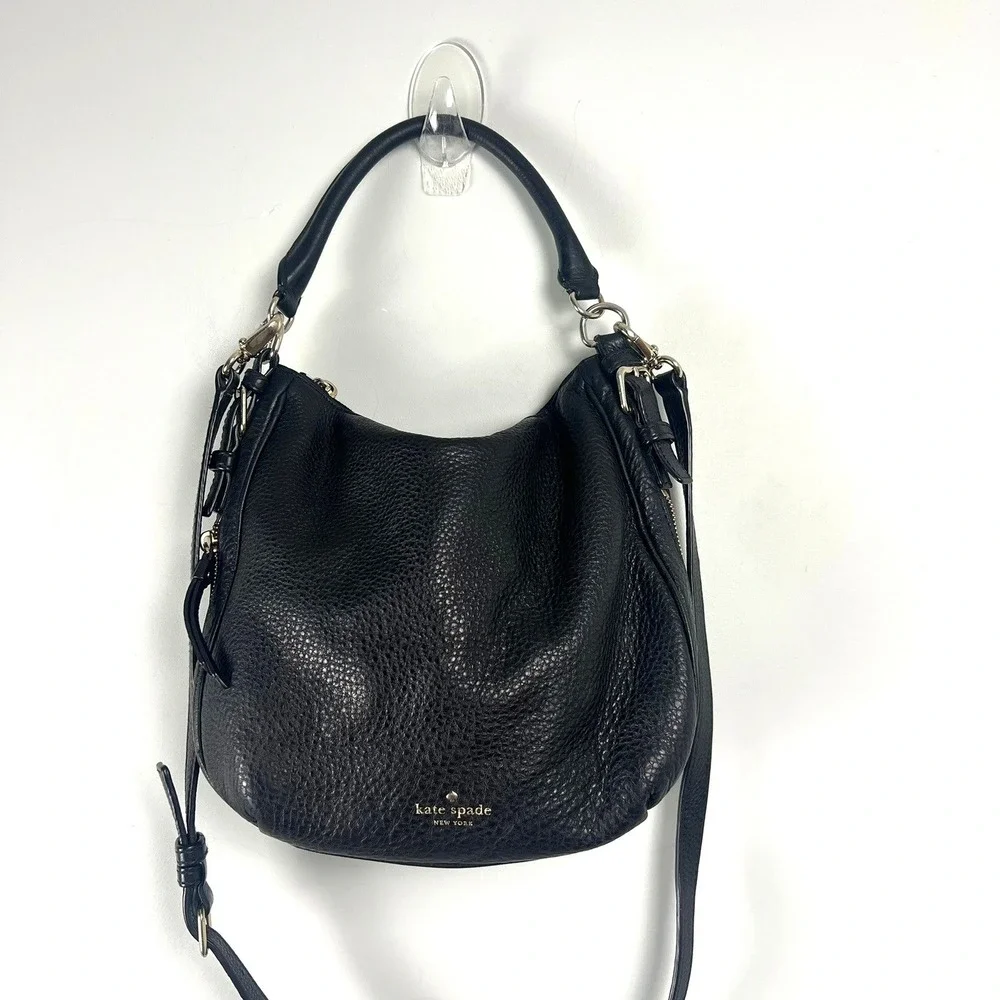 Kate Spade Cobble Hill Black Pebbled Leather Hobo Crossbody Bag Everyday Capsule
